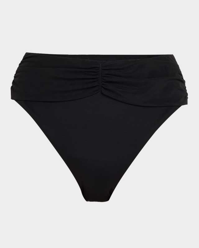 Ruched High-Waist Bikini Bottoms